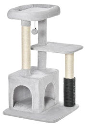 BellaFurn Kratzbaum für Katzen in Grau mit Sisal und Katzenhaus – Bild 1 von 3