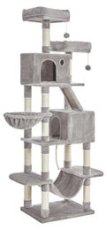 BellaFurn Kratzbaum für Katzen in Grau mit Sisalstangen und Plüsch 206 cm – Bild 1 von 2