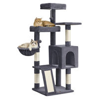Produktbild von BellaFurn Kratzbaum für Katzen in Rauchgrau mit 3 Plattformen aus Plüsch und Sisal 136 cm