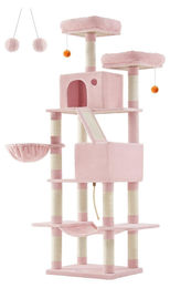 BellaFurn Kratzbaum für Katzen in Rosa aus Spanplatte und Plüsch 60 x 50 x 206 cm – Bild 1 von 1