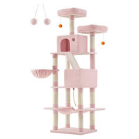 Produktbild von BellaFurn Kratzbaum für Katzen in Rosa aus Spanplatte und Plüsch 60 x 50 x 206 cm