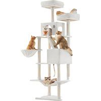 Produktbild von BellaFurn Kratzbaum für Katzen in Weiß mit 13 Pfosten aus Plüsch und Holzfaserplatte 206 cm hoch