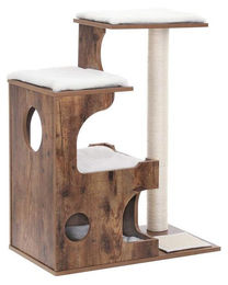BellaFurn Kratzbaum für Katzen mit 3 Liegeflächen aus Sisal und MDF in Vintage-Braun-Weiß 66 x 42 x 88 cm – Bild 1 von 1