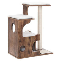 Produktbild von BellaFurn Kratzbaum für Katzen mit 3 Liegeflächen aus Sisal und MDF in Vintage-Braun-Weiß 66 x 42 x 88 cm