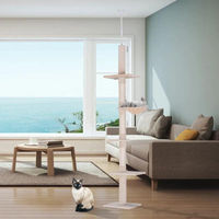 Produktbild von BellaFurn Kratzbaum für Katzen mit Deckenspanner in Beige aus Plüsch und Sisal 34x40x230-260 cm