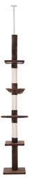 BellaFurn Kratzbaum für Katzen mit Deckenspanner in Braun aus Plüsch und Sisal 34x40x230-260 cm – Bild 1 von 1