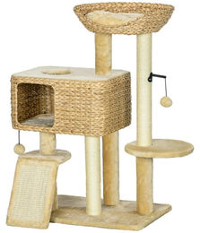 BellaFurn Kratzbaum für Katzen mit Hängematte und Katzenhöhle in Natur und Beige 40x60x98 cm – Bild 1 von 2