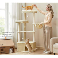 Produktbild von BellaFurn Kratzbaum für Katzen mit Höhle und Spielflächen in Braun und Beige aus Plüsch und Sisal 48,5 x 48,5 x 140,7 cm