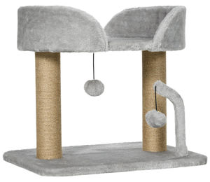 BellaFurn Kratzbaum für Katzen mit Jute-Kratzbaum und Plattform in Hellgrau 48x38x42 cm – Bild 1 von 3
