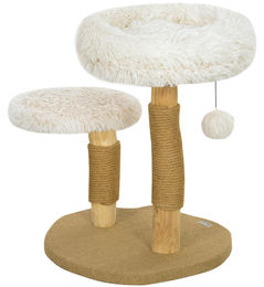 BellaFurn Kratzbaum für Katzen mit Katzenbett und Spielzeug in Weiß und Braun 47x50x61,5 cm – Bild 1 von 2