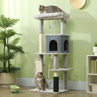 Produktbild von BellaFurn Kratzbaum für Katzen mit Katzenhaus und Liege in Grau, 44x55x132 cm