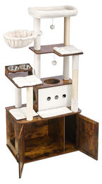 BellaFurn Kratzbaum für Katzen mit Katzenhaus und Liegekorb in Braun 49x80x170 cm – Bild 1 von 3
