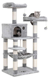BellaFurn Kratzbaum für Katzen mit Kletterturm und Höhle in Grau 55 x 45 x 143 cm – Bild 1 von 2