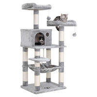 Produktbild von BellaFurn Kratzbaum für Katzen mit Kletterturm und Höhle in Grau 55 x 45 x 143 cm