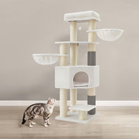 Produktbild von BellaFurn Kratzbaum für Katzen mit Plattformen in Beige und Creme aus Plüsch und Sisal 50x50x160 cm