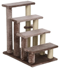 BellaFurn Kratzbaum für Katzen mit Treppe in Braun aus Plüsch und Spanplatte 40x60x64 cm – Bild 1 von 3