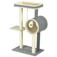 Produktbild von BellaFurn Kratzbaum für Katzen mit Tunnel und Sisal-Kratzpfosten in Grau Beige Creme 60x40x104 cm