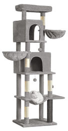 BellaFurn Kratzbaum Grau mit 2 Katzenhäusern 48x59x190 cm – Bild 1 von 1