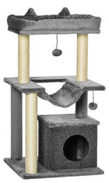 BellaFurn Kratzbaum Katzenturm Grau aus Plüsch und Sisal 48x48x90 cm – Bild 1 von 4