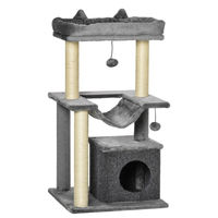 Produktbild von BellaFurn Kratzbaum Katzenturm Grau aus Plüsch und Sisal 48x48x90 cm