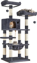 BellaFurn Kratzbaum Kletterturm für Katzen aus Holz Plüsch und Sisal 55 x 45 x 143 cm – Bild 1 von 4