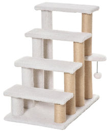 BellaFurn Kratzbaum mit Haustiertreppe und Katzenball in Weiß 40x60x64 cm – Bild 1 von 3