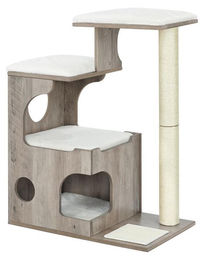 BellaFurn Kratzbaum mit Höhle aus Plüsch und Sisal in Greige-Weiß 66 x 40 x 86 cm – Bild 1 von 1