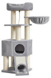 BellaFurn Kratzbaum mit Höhle und Möbel-Toilette in Beige und Grau 53x80x49,2 cm – Bild 1 von 2