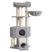 Produktbild von BellaFurn Kratzbaum mit Höhle und Möbel-Toilette in Beige und Grau 53x80x49,2 cm