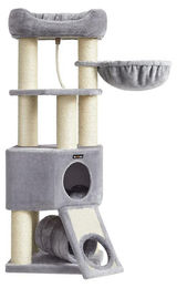 BellaFurn Kratzbaum mit Tunnel und Katzentoilette aus Sisal und Plüsch in Greige 80 x 53 x 49,2 cm – Bild 1 von 1
