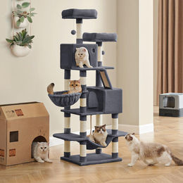 BellaFurn Mehrstöckiger Kratzbaum für Katzen aus Plüsch 55 x 45 x 168 cm – Bild 1 von 1