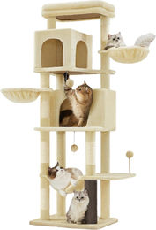 BellaFurn Mehrstöckiger Kratzbaum mit 2 Löchern aus Sisal 57 x 45 x 175 cm – Bild 1 von 1