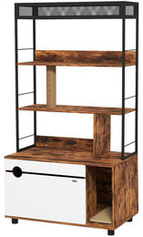 BellaFurn Möbel-Toilette und Kratzbaum für Katzen in Braun-Weiß mit 3 Regalen 80x48x152 cm – Bild 1 von 4