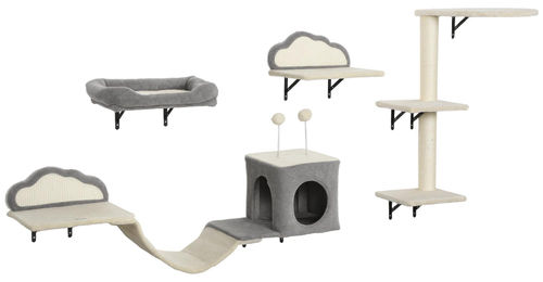 BellaFurn Wand-Kratzbaum-Set für Katzen aus Sisal in Beige, 4-teilig, 50x40x84 cm – Bild 1 von 2