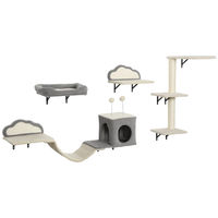 Produktbild von BellaFurn Wand-Kratzbaum-Set für Katzen aus Sisal in Beige, 4-teilig, 50x40x84 cm