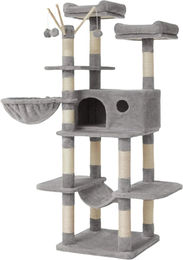 BellaFurn XXL Kratzbaum mit Höhle in Grau aus Holzspanplatte, Plüsch und Sisal, 50 x 50 x 164 cm – Bild 1 von 4