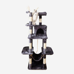 Bellaro Life Kratzbaum für Katzen Grau-Schwarz mit Höhle Hängematte und Sisal-Elementen – Bild 1 von 5