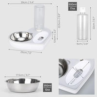 Produktbild von Belle Vous 2-in-1 Automatischer Wasserspender und Futternapf für Hunde und Katzen aus Kunststoff mit 500ml Wasserreservoir und 350ml Napf - 0,5 l