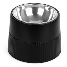 Belle Vous Erhöhte Futterstation mit herausnehmbarem Edelstahl Napf 400 ml Schwarz für Hunde und Katzen - 400 ml – Bild 1 von 6