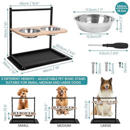 Belle Vous Erhöhtes Napf-Set aus Edelstahl für Hunde und Katzen mit höhenverstellbarem Ständer und rutschfester Matte in Schwarz – Bild 1 von 5