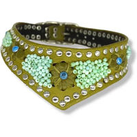 Produktbild von Bellerei Hundehalsband aus Leder in Blau Türkis Grün Silber