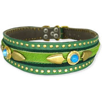 Produktbild von Bellerei Hundehalsband aus Leder in Grün Blau oder Gold