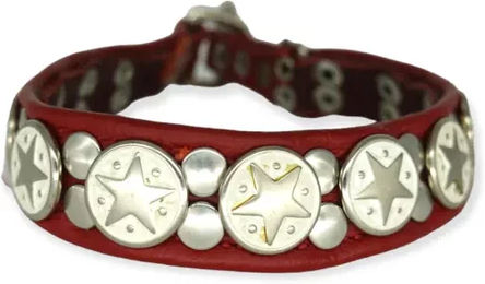 Bellerei Hundehalsband aus Leder in Rot – Bild 1 von 2
