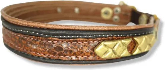 Bellerei Hundehalsband Barna aus Leder in Braun mit Gold in Größe S – Bild 1 von 2