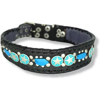 Produktbild von Bellerei Hundehalsband Kelly aus Leder in Blau Schwarz Silber