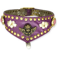 Produktbild von Bellerei Hundehalsband Malaika aus Leder in Lila und Gold