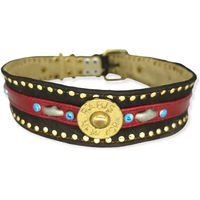 Produktbild von Bellerei Hundehalsband New York aus Leder in Blau Gold Braun oder Rot Größe 24
