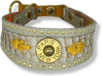 Bellerei Hundehalsband Paris aus Leder in Gold – Bild 1 von 2