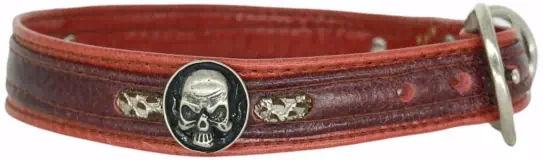 Bellerei Hundehalsband Piranha #9 aus Leder in Rot – Bild 1 von 2
