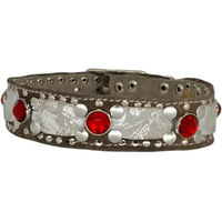 Produktbild von Bellerei Hundehalsband Rowena aus Leder in Rot mit Silber in Größe 18